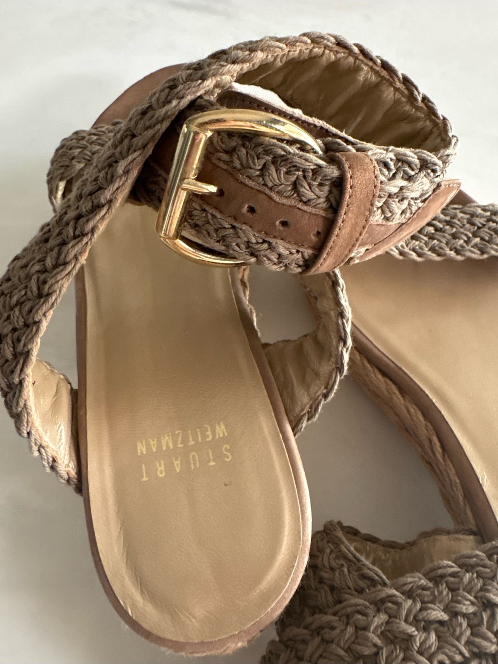 Stuart Weitzman Woven Espadrille Wedge Sandals - Picture 5 of 7
